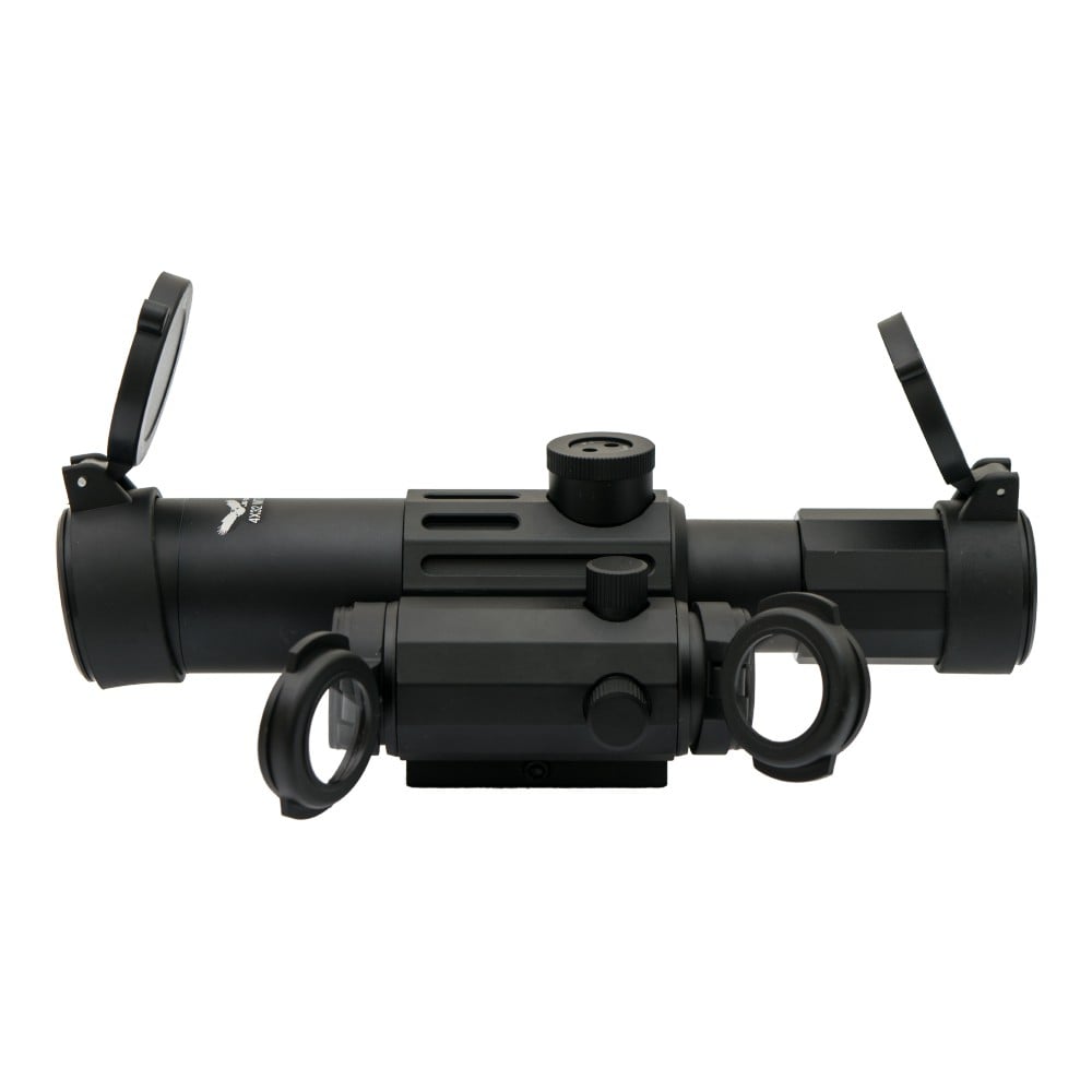 Ottica zoom 4x con lente da 32mm e red dot nero di JS-TACTICAL