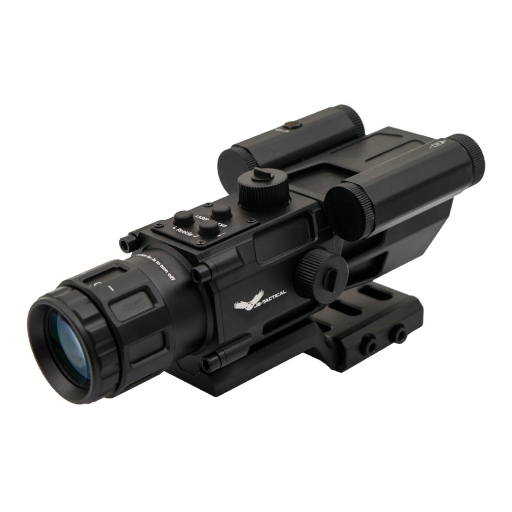 Ottica a prisma 4x32 con laser rosso nero di JS-TACTICAL