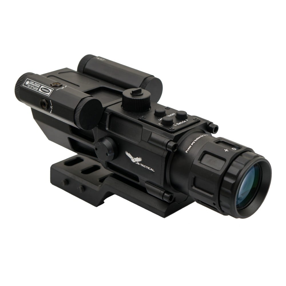 Ottica a prisma 4x32 con laser rosso nero di JS-TACTICAL
