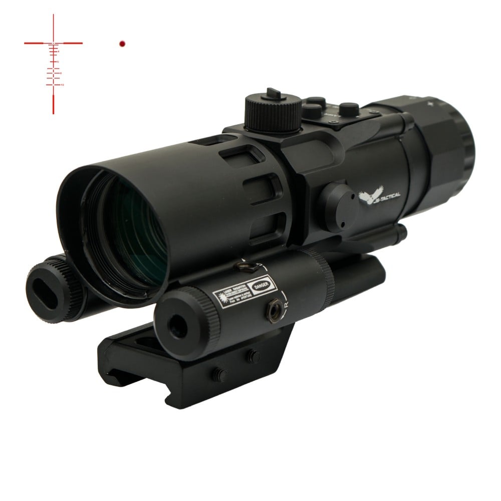 Prisma Scope 4X32 con laser rosso nero di JS-TACTICAL