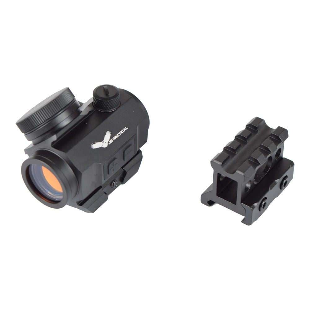 Red Dot Sight con rialzo 1" e batteria integrata nero di JS-TACTICAL