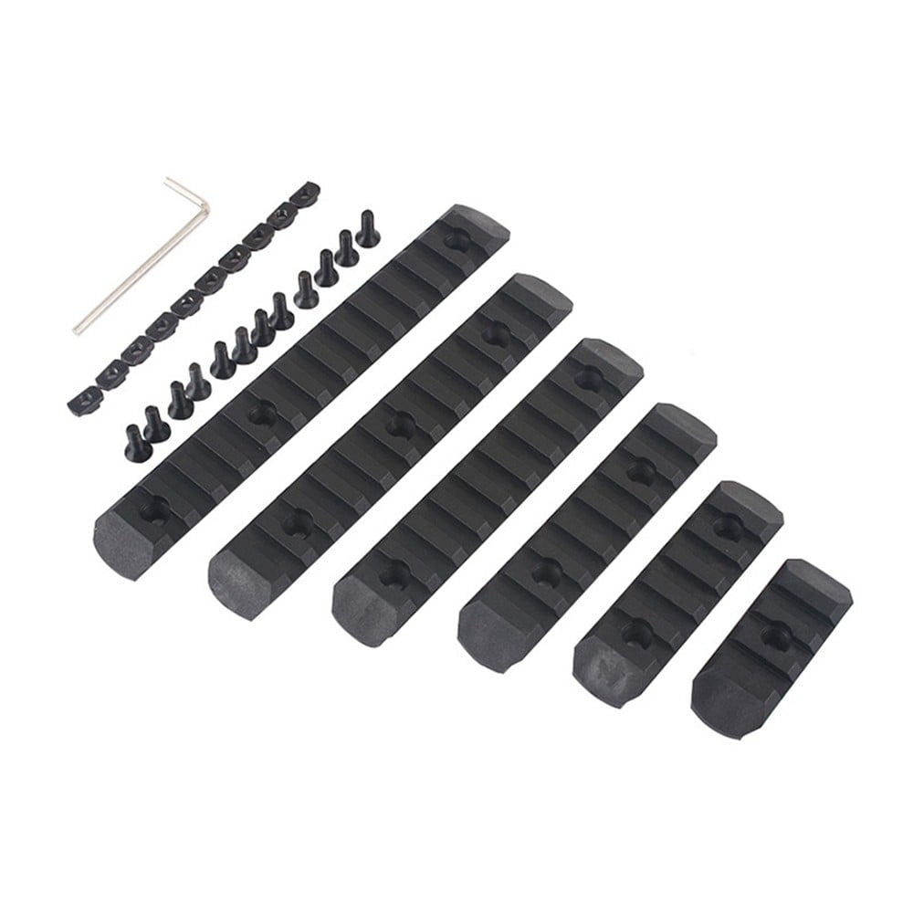 Set 6 slitte 20mm in polimero per Keymod e M-Lok nere