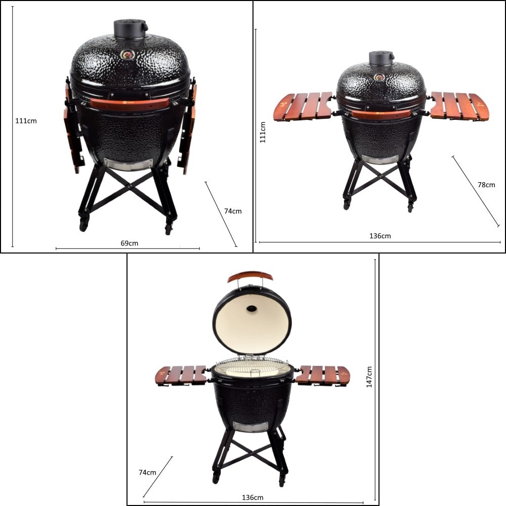 Kamado XL Nero Rhino per cottura da esterno