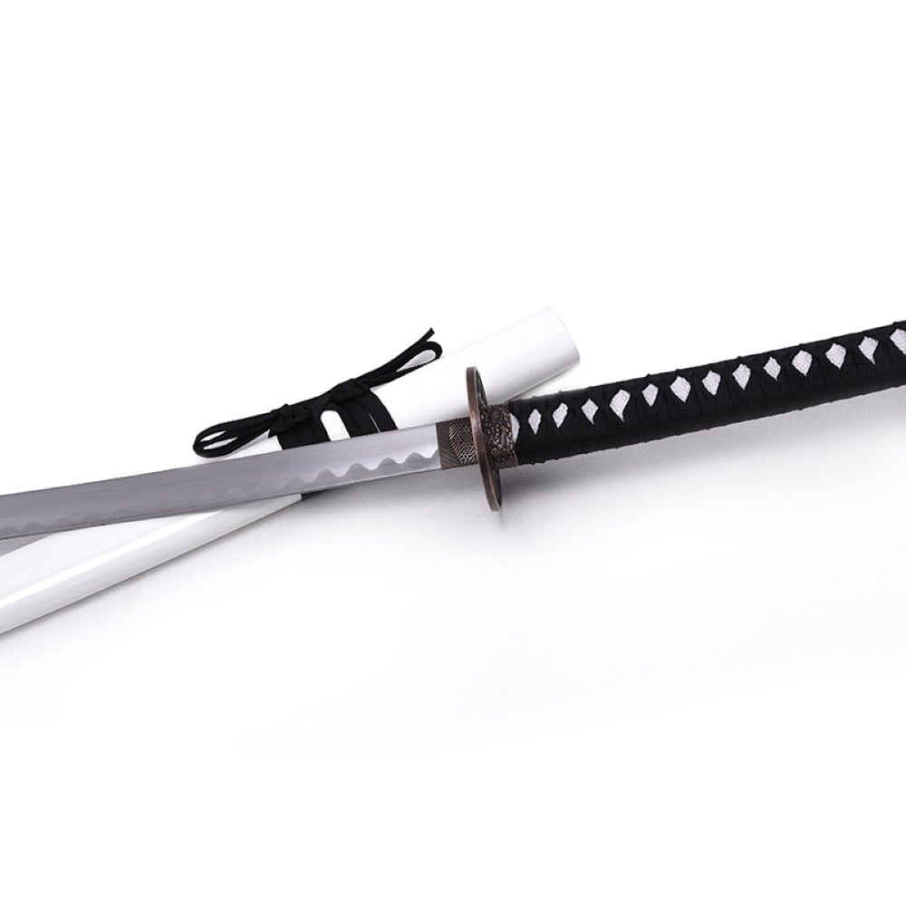 Katana ornamentale con drago blu e fodero bianco