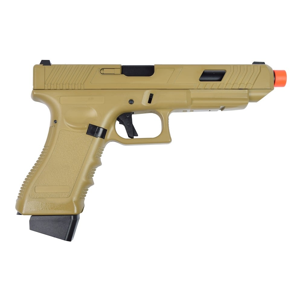 Pistola a gas scarrellante in polimero color tan