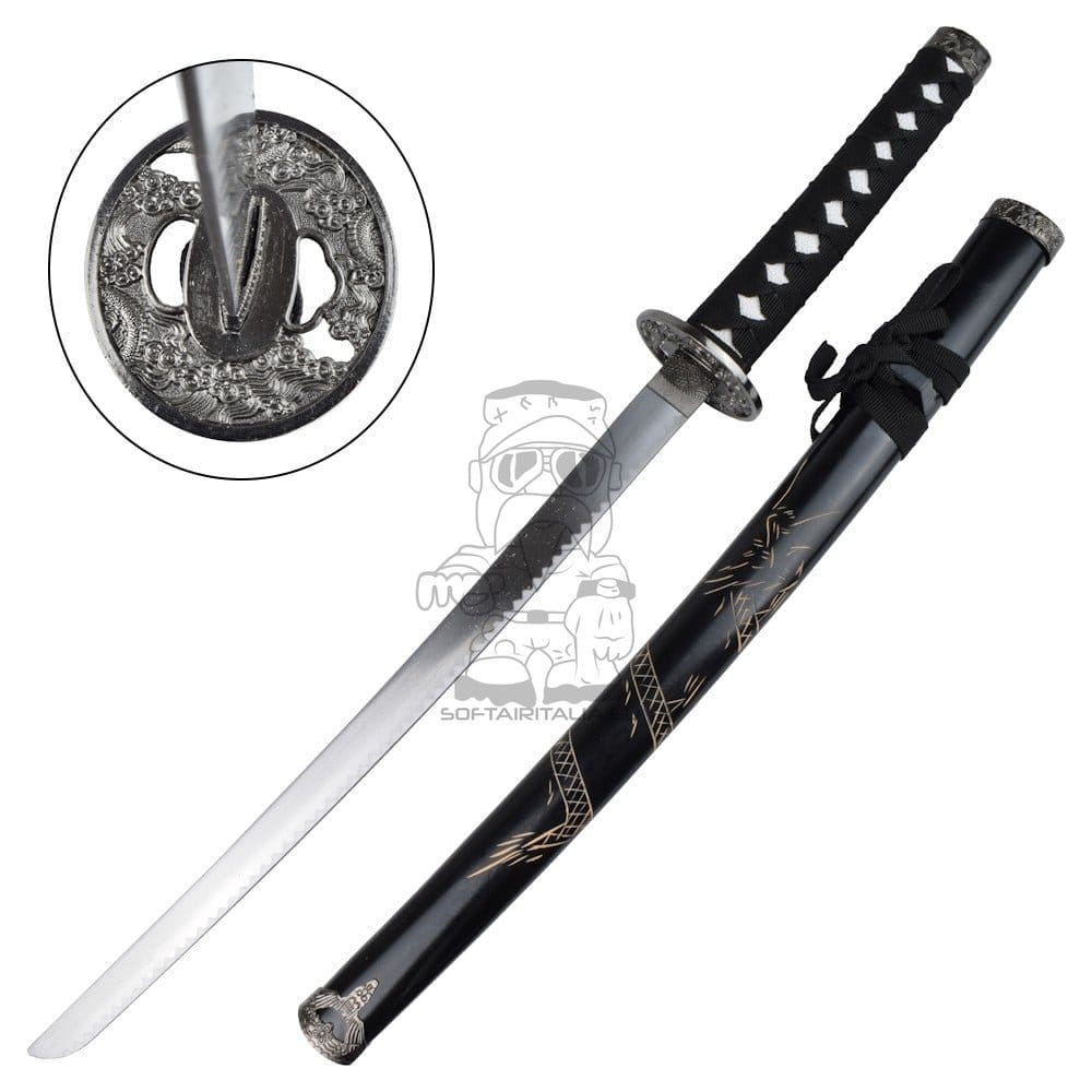 Set ornamentale Katana, Wakizashi e Tanto nero