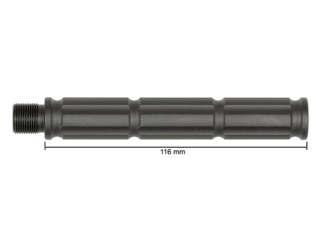 Estensione canna esterna 116 mm alettata 14 mm CCW di SLONG AIRSOFT
