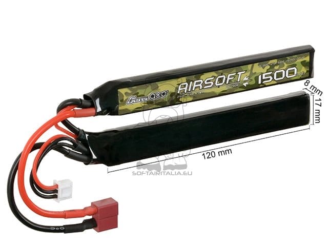 Batteria LiPo 7.4V 1500mAh 25C T-Plug per Softair di GENS ACE
