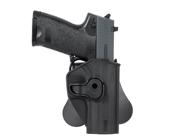 Fondina per KWA/LS/UMAREX USP/USP Compact nera di AMOMAX