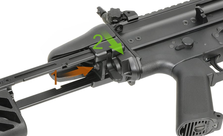 Replica FN SCAR-SC Subcarbine nera con ETU ESHOOTER GEN-2 di CYBERGUN