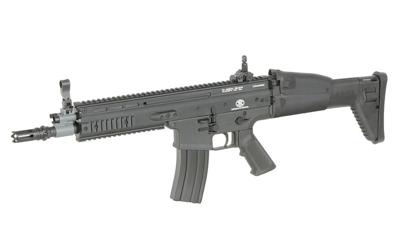 Replica FN SCAR-L nera con ETU ESHOOTER GEN-2 e 25 RPS di CYBERGUN