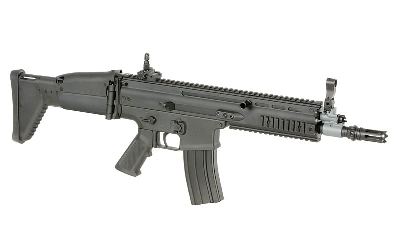Replica FN SCAR-L nera con ETU ESHOOTER GEN-2 e 25 RPS di CYBERGUN