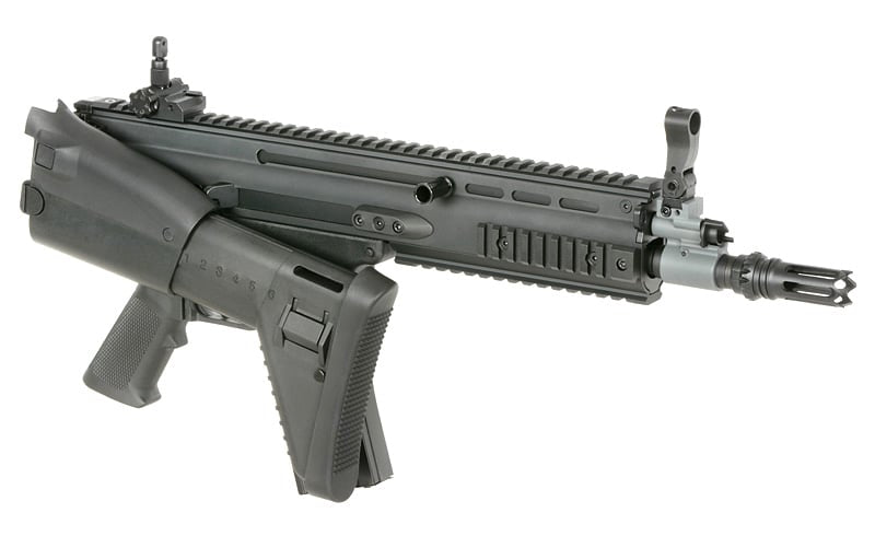 Replica FN SCAR-L nera con ETU ESHOOTER GEN-2 e 25 RPS di CYBERGUN