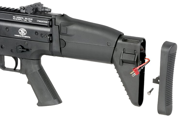 Replica FN SCAR-L nera con ETU ESHOOTER GEN-2 e 25 RPS di CYBERGUN