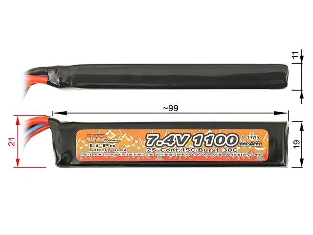 Batteria Li-Po 1100mAh 7,4V 15/30C di VICTORY BATTERY