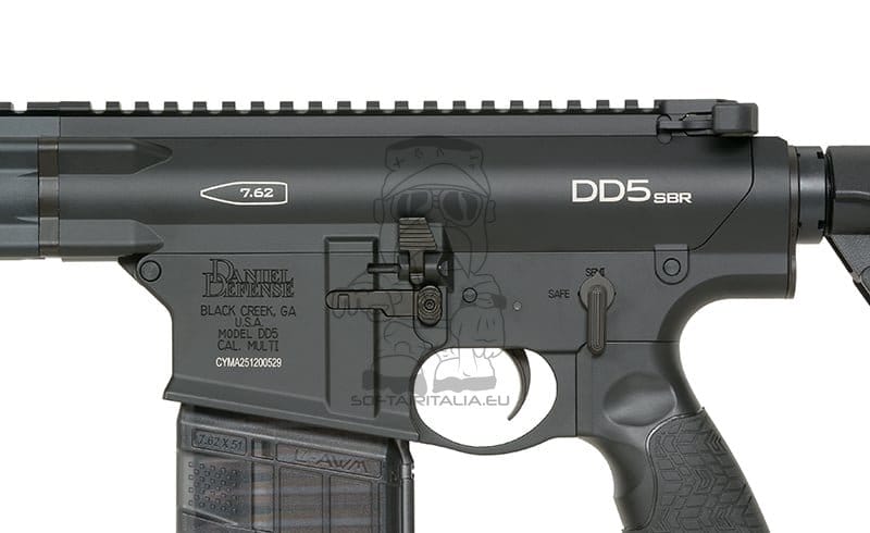 Replica Daniel Defense DD5 SBR 10.5" Eshooter ETU GEN-2 nera di EMG