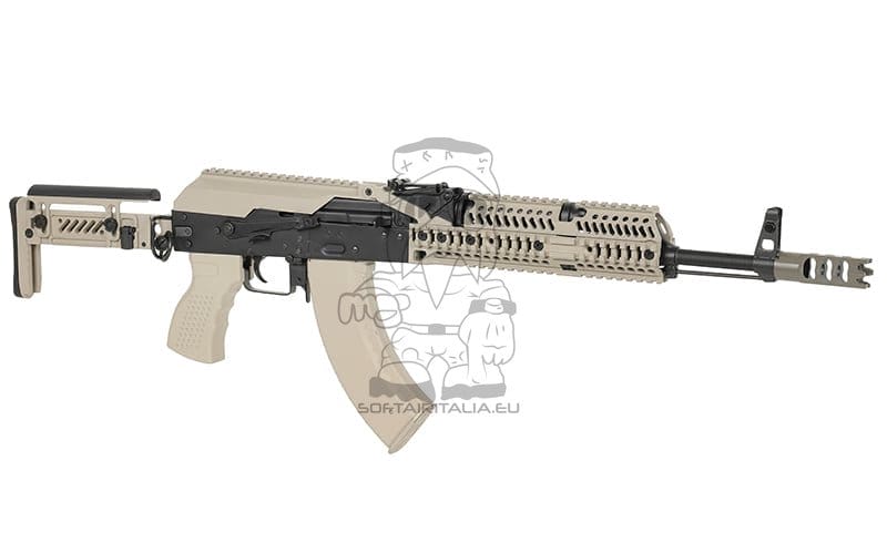 Replica Fucile AKM Tattico con ETU Eshooter GEN-2 Tan di CYMA PLATINUM