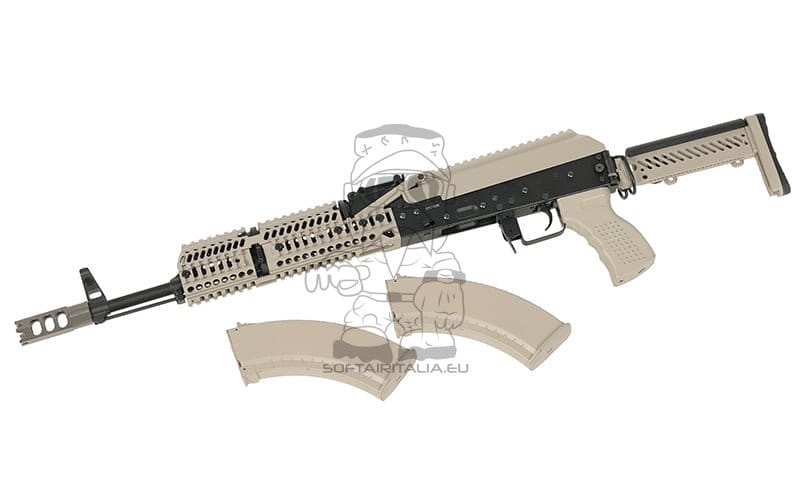 Replica Fucile AKM Tattico con ETU Eshooter GEN-2 Tan di CYMA PLATINUM