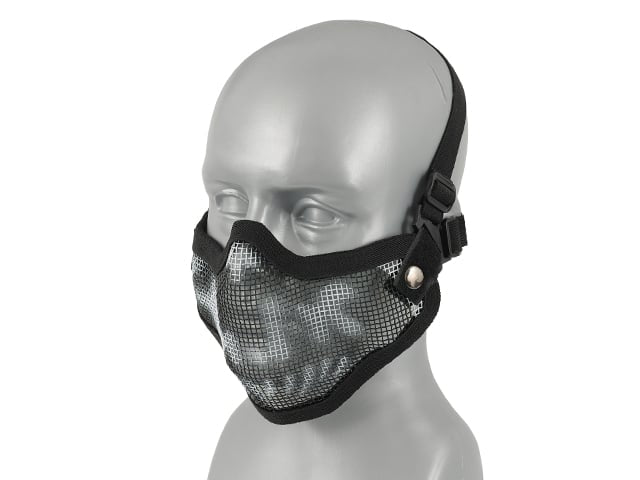 Maschera a rete in acciaio a teschio nera di 8FIELDS