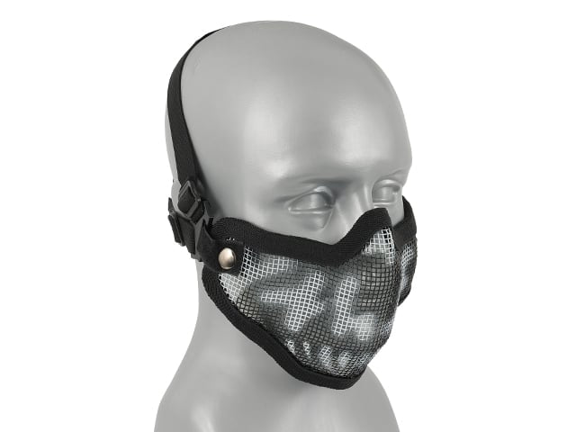 Maschera a rete in acciaio a teschio nera di 8FIELDS
