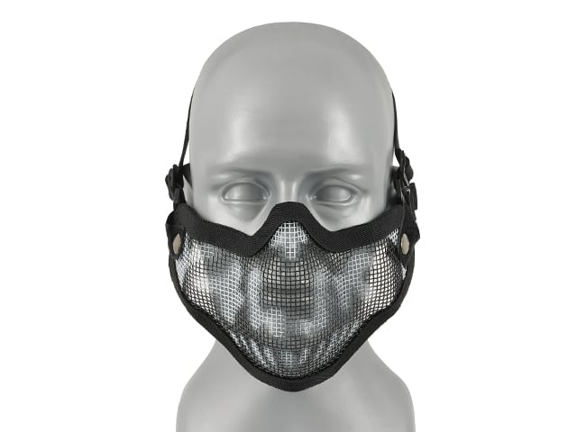 Maschera a rete in acciaio a teschio nera di 8FIELDS