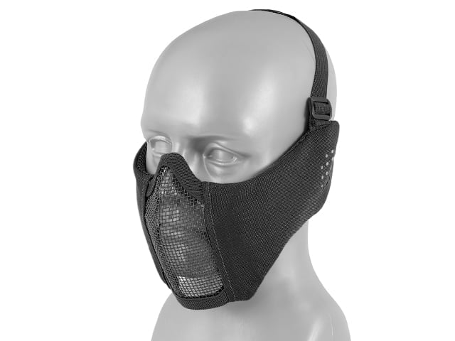 Maschera a rete low-profile con protezione guance e orecchie tipo A nera di 8FIELDS