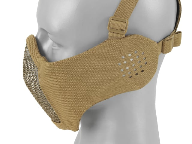 Maschera a rete low-profile con protezione guance e orecchie tipo A color Tan di 8FIELDS