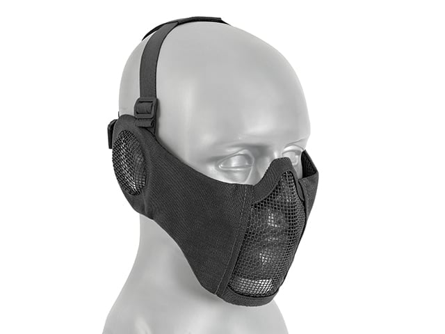Maschera a rete low-profile con protezione guance e orecchie tipo B nera di 8FIELDS