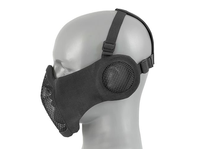 Maschera a rete low-profile con protezione guance e orecchie tipo B nera di 8FIELDS