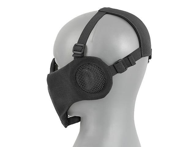 Maschera a rete low-profile con protezione guance e orecchie tipo B nera di 8FIELDS