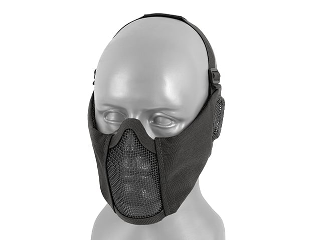 Maschera a rete low-profile con protezione guance e orecchie tipo B nera di 8FIELDS