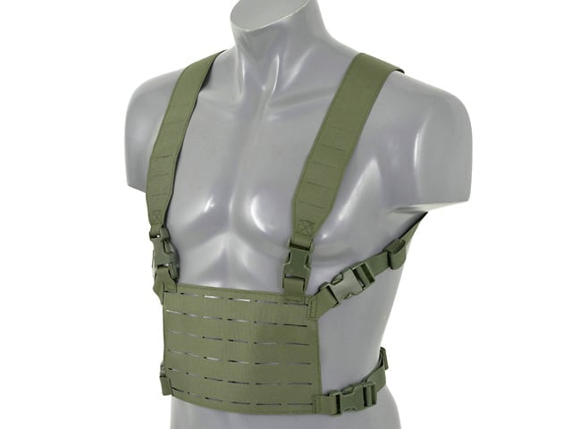 Chest Rig leggero con taglio laser oliva di 8FIELDS