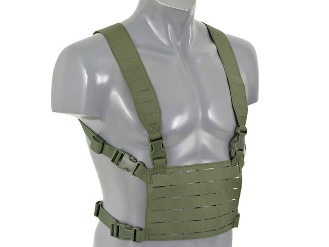 Chest Rig leggero con taglio laser oliva di 8FIELDS