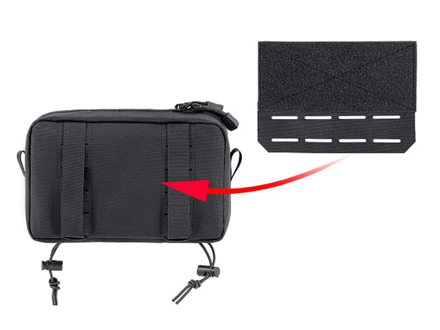 Tasca utility a due scomparti con pannello di montaggio, taglio laser nera di 8FIELDS