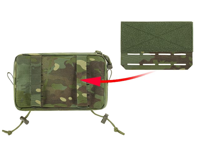 Tasca utility a due scomparti con pannello di montaggio Multicamo Tropic di 8FIELDS