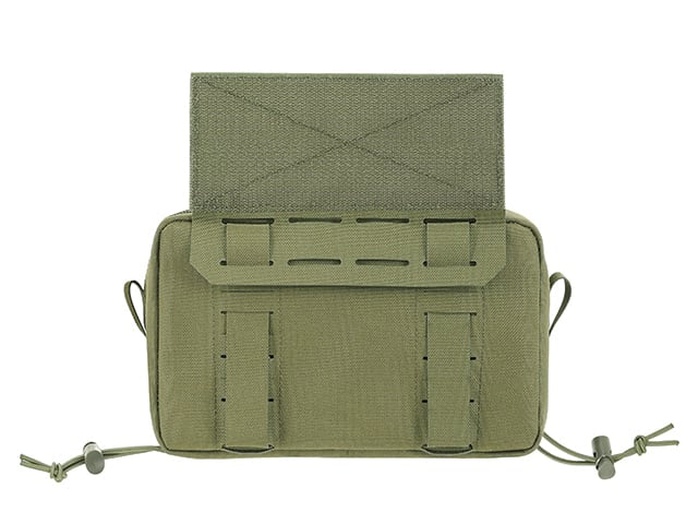 Tasca utility a due scomparti con pannello di montaggio, taglio laser olive di 8FIELDS