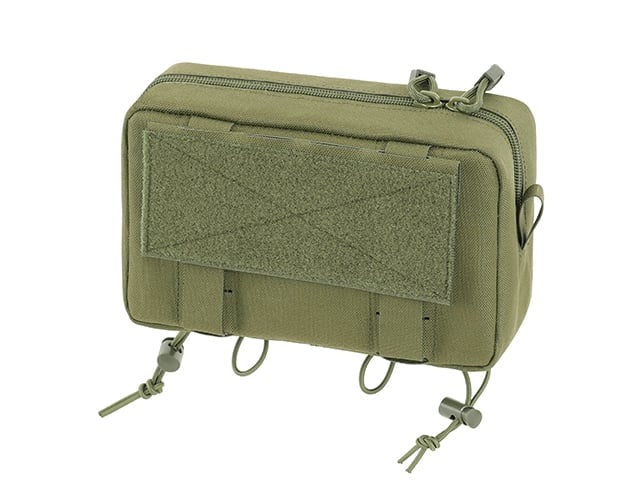 Tasca utility a due scomparti con pannello di montaggio, taglio laser olive di 8FIELDS