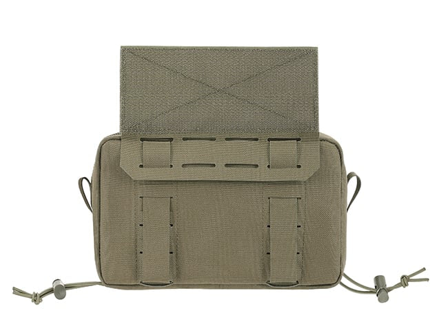 Tasca utility a due scomparti con pannello di montaggio, taglio laser Ranger Green di 8FIELDS