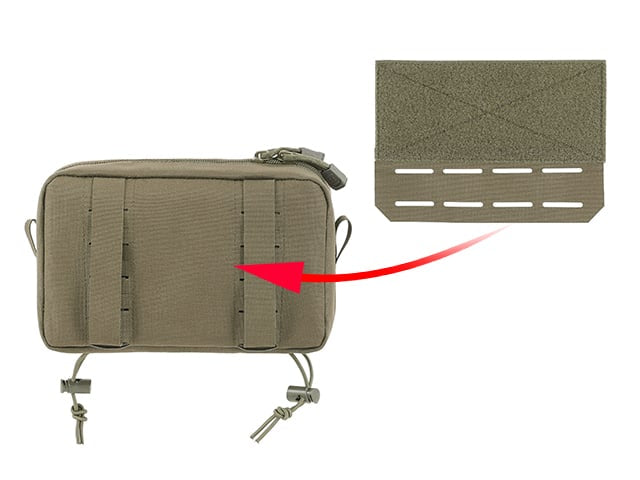 Tasca utility a due scomparti con pannello di montaggio, taglio laser Ranger Green di 8FIELDS