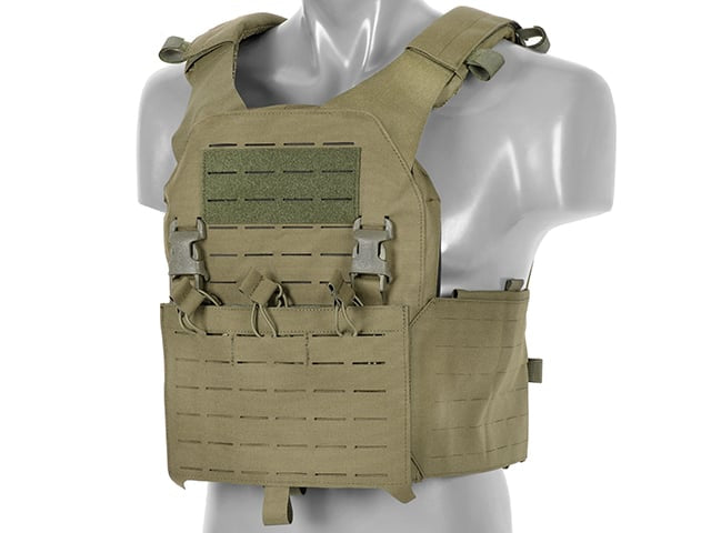 Plate Carrier QRF Laser-Cut Buckle Up con porta caricatori AR15/AK verde oliva di 8FIELDS